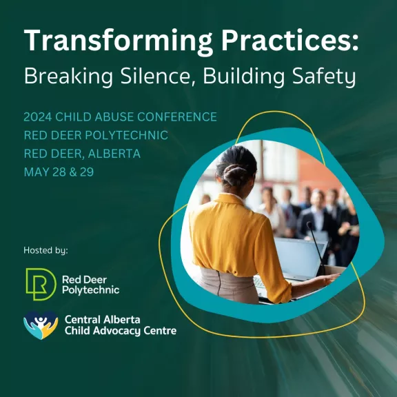 Transforming Practices: Breaking Silence, Building Safety. Image of a person in an orange shirt addressing a crowd.